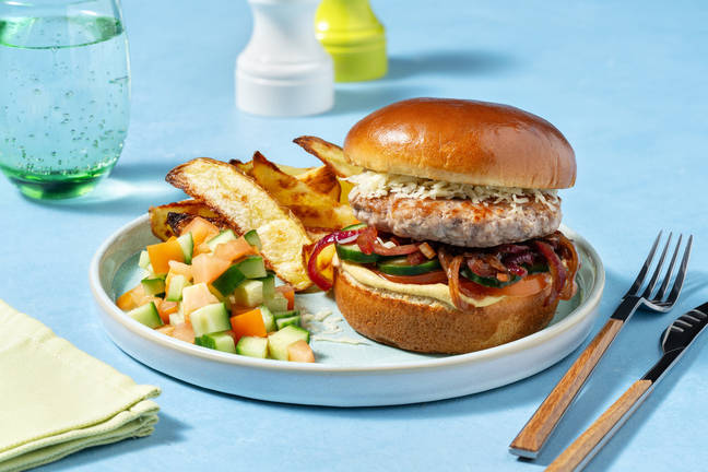 Cheeseburger de poulet sur pain brioché