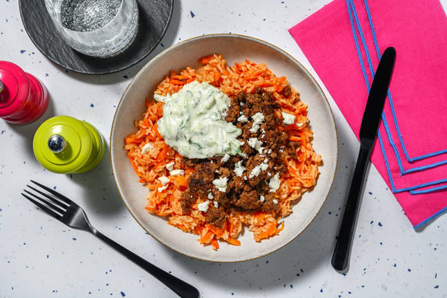 Mezze Hackpfanne vom Weiderind auf Tomatenreis