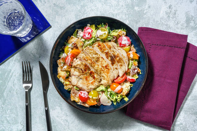 Fattoush Hähnchen Brotsalat mit Tomate