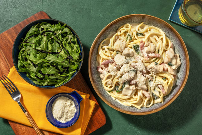 Ultimate Chicken and Bacon Linguine Alfredo