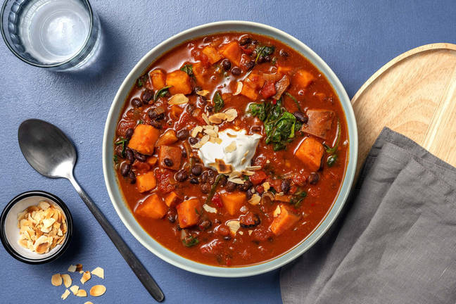 Black Bean and Sweet Potato Harissa Stew
