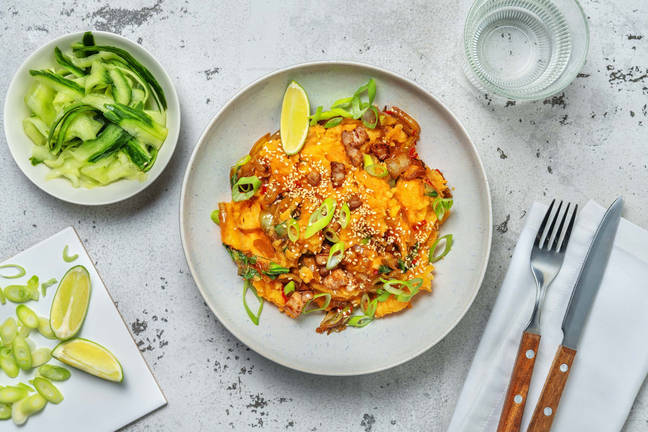 Zoet-pittige stamppot met sesamzaadjes