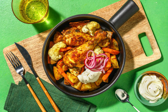 Traybake de pilons de poulet et légumes