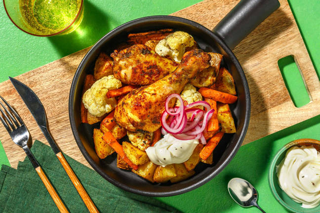 Traybake de pilons de poulet et légumes