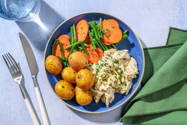 Cremet kyllingefrikassé  