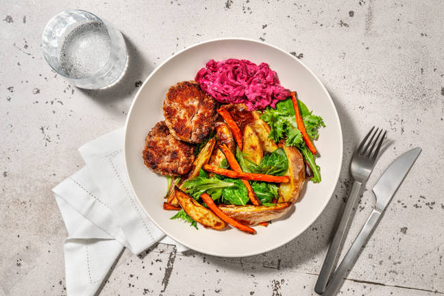 Blandfärsbiffar och rödbetstzatziki