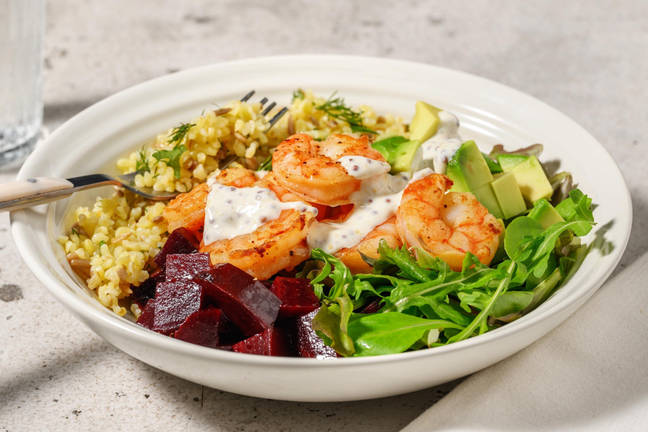 Snabba citruspepparräkor och rödbetsrelish