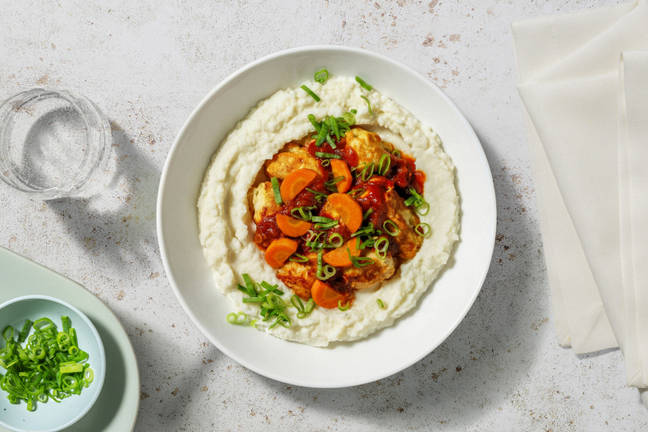 Dados de pollo con salsa oriental