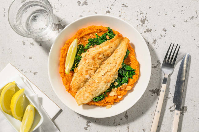 Filet de pangasius à la meunière et purée de carotte-lentilles