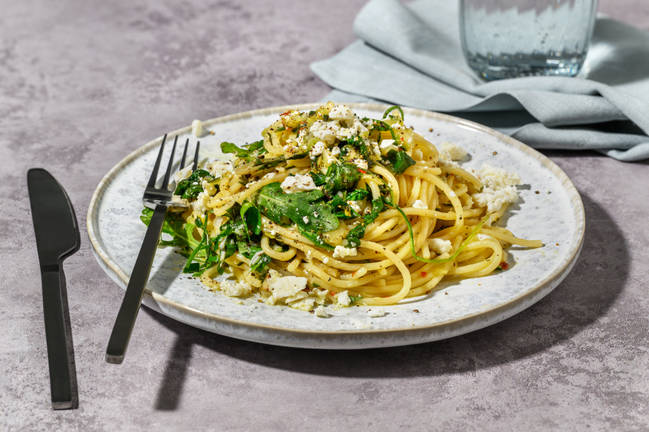 Pesto- och getostspaghetti