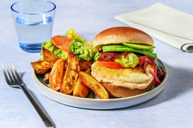 Paneret mozzarellaburger med avocado