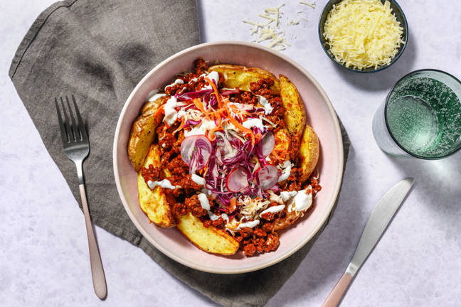 Cheesy Korean Inspired Beef and Pork Loaded Wedges