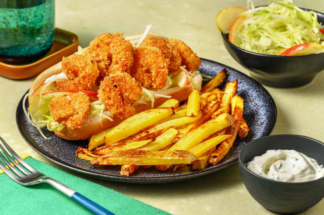 Po'boy-sandwich med sprø reker