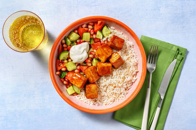 Indisk-inspirert aprikosglasert tofu
