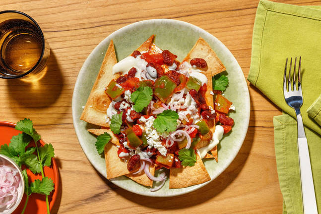 Krispiga tortillas och svarta bönor