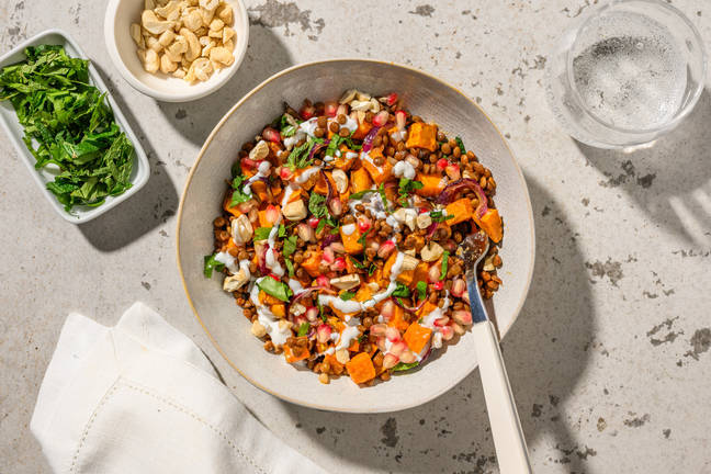 Grøn linsesalat og gedeostdressing