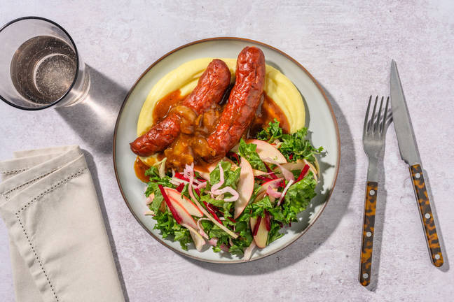 Ugnsstekt korv i löksås