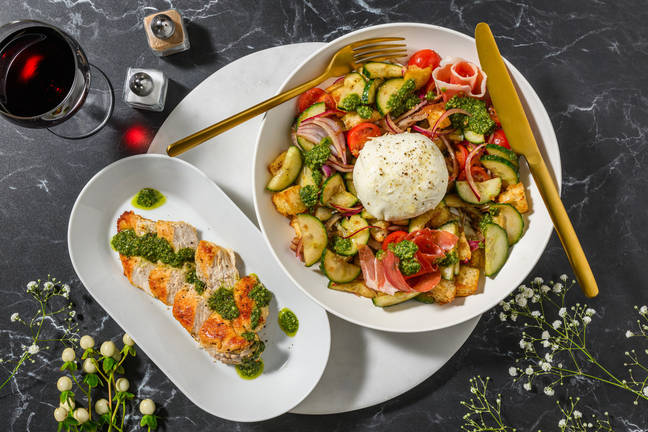 Italiensk kycklingfilé och panzanella-sallad