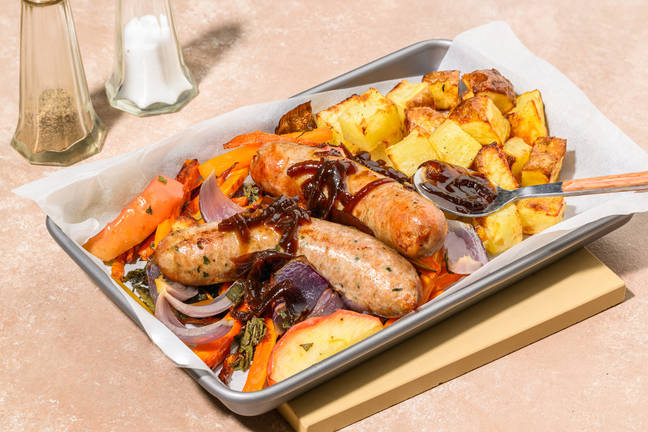 Saucisse de porc & pommes de terre rôties