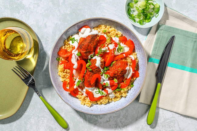 Bulgurbowl och kryddiga nötfärskoftas