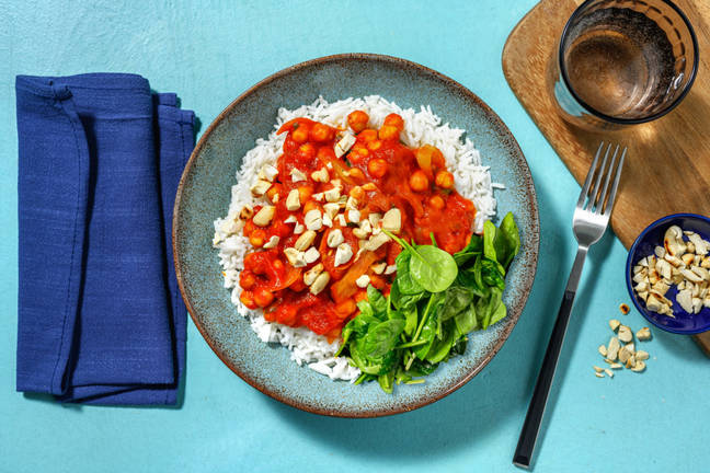 Chana Masala mit Kichererbsen und Babyspinat 
