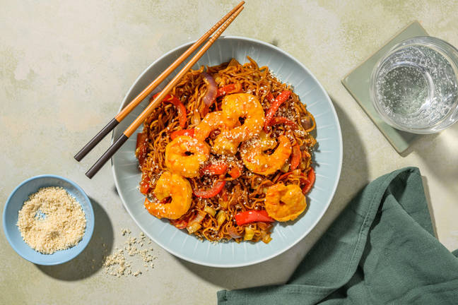 Nouilles aux crevettes & sauce à la mangue