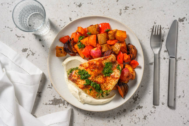 Harissa-kryddad ugnsbakad kolja