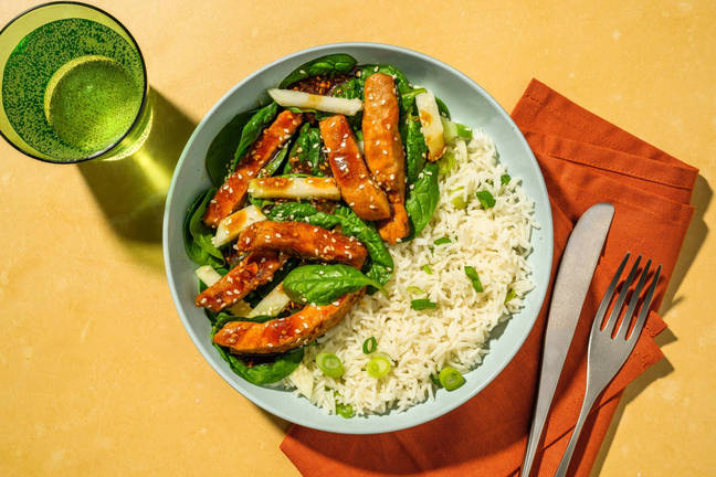 Teriyakiglaseret svinekød