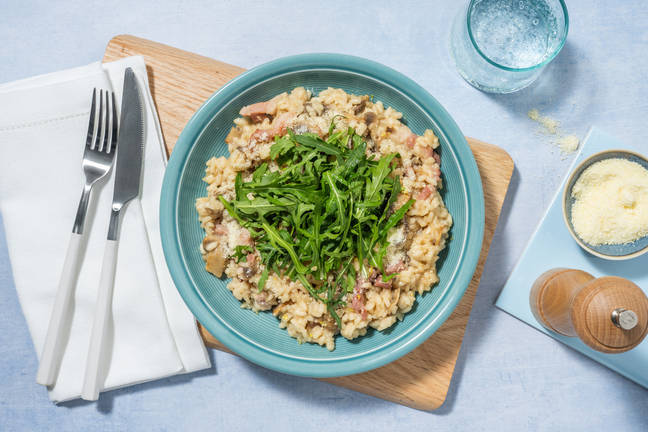 Oven-Baked Bacon, White Wine & Mushroom Risotto