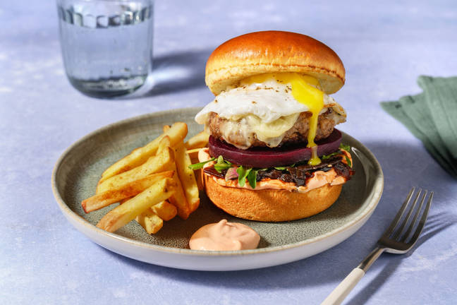 Cheesy Beef & Beetroot Burger
