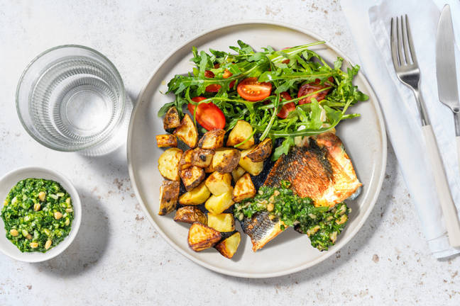 Pan-Fried Basa and Almond Parsley Pesto
