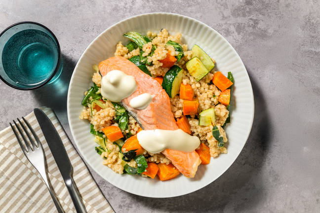 Baked Salmon & Roast Veggie Couscous
