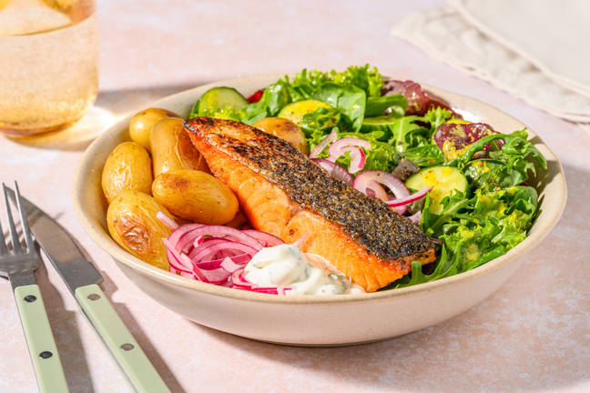 Nordisk sallad niçoise på öring