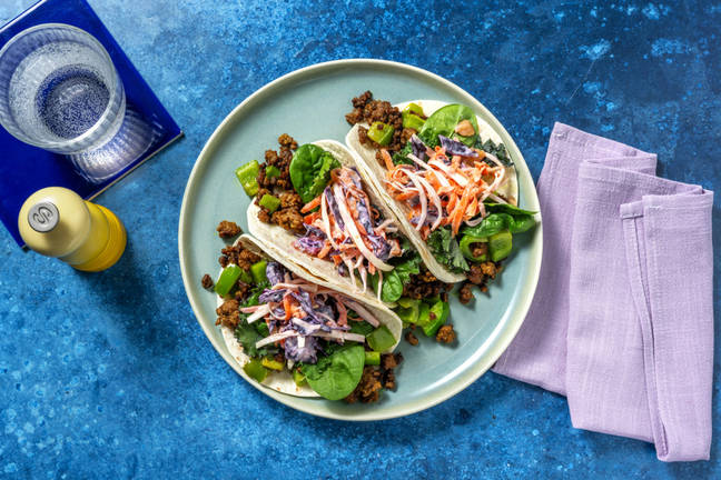 Indian Style Spiced Beef and Pepper Tacos