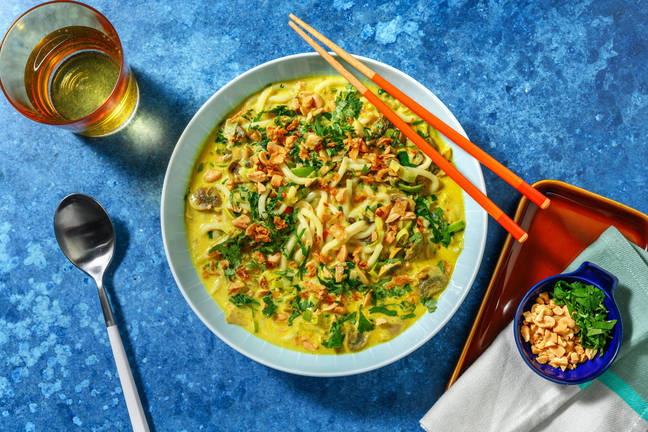 Soupe de nouilles au curry et lait de coco