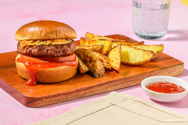 Beyond Burger mit karamellisierten Miso-Zwiebeln