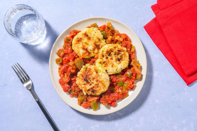 Pastelitos de bacalao con entomatá extremeña