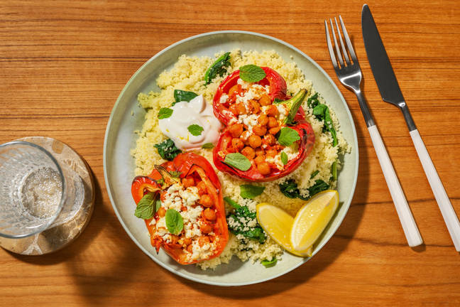 Spiced Chickpea & Fetta Stuffed Capsicums