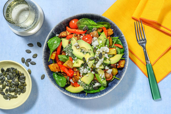 Avokado- og ovnsbakt paprikasalat