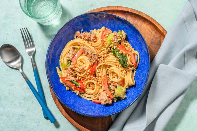 Saucy Peanut Beef Noodles