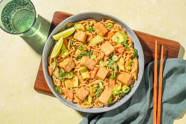 Peanut Satay Noodles and Seared Tofu