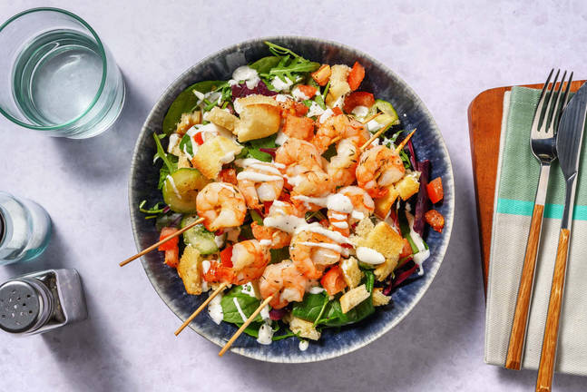 Salade de crevettes grillées à l’aneth et à l’ail
