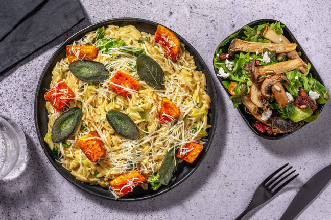 Orzotto à la courge et à la sauge rôties à l’érable