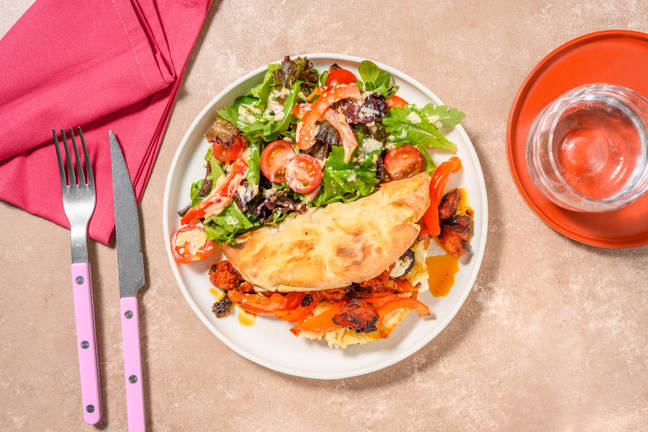 SuperQuick Cheesy Chorizo-and-Pepper Stuffed Pockets