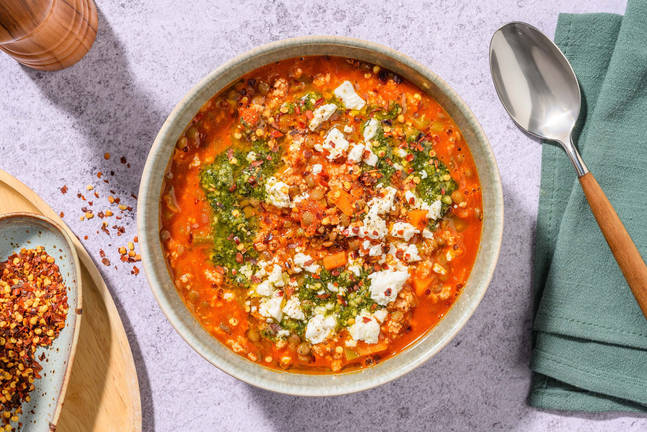 SuperQuick Spicy Italian Sausage-and-Lentil Stew
