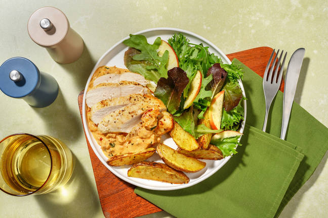 Stegt kylling i soltørret tomatsauce