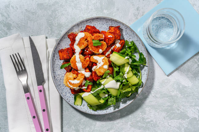 Spansk-inspirert panerte reker