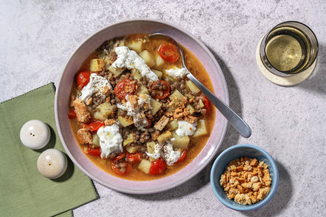 Zuppa di lenticchie e burrata pugliese Igp