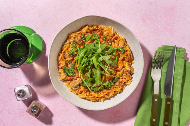 15 Minute Cheesy Bacon Orzo