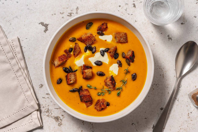 Pompoensoep met croutons van ciabatta
